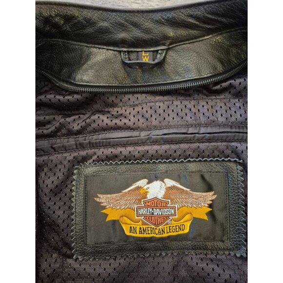 Harley-Davidson Black Leather Motorcycle Jacket  Women's Large Belted Waist - Picture 7 of 16